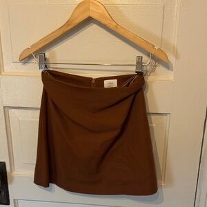 Aritzia Wilfred Classic Mini Skirt in Rich Brown